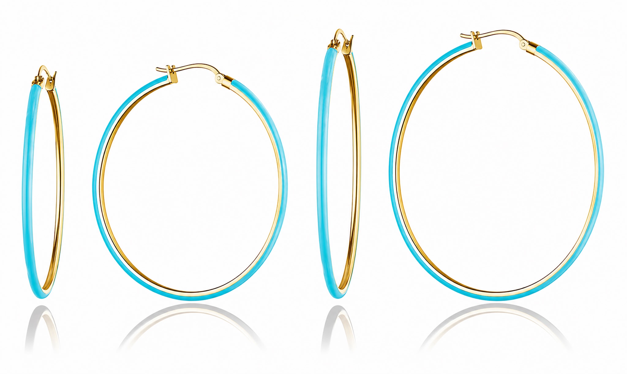 Turquoise hoops — set